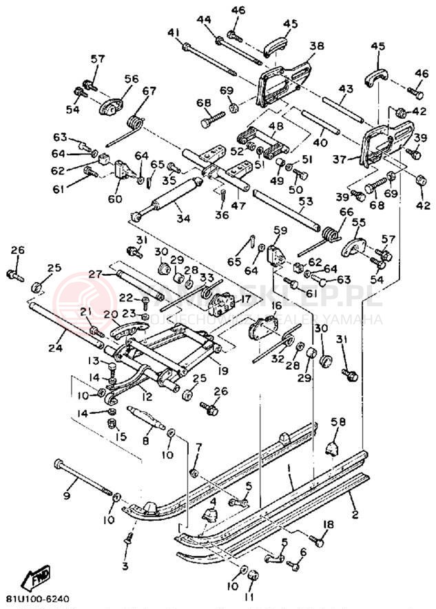 Schemat "Zawieszenie gąsiennicy" do Yamaha BRAVO T (LONG TRACK) BR250TN
