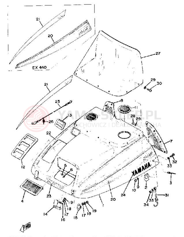 Schemat "Osłony" do Yamaha EX340/EX440
