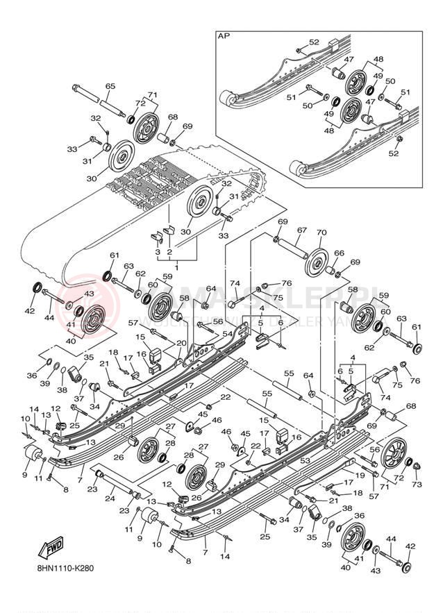 Schemat "Zawieszenie gąsiennicy" do Yamaha APEX XTX RX10PXTAL/RX10PXTAR