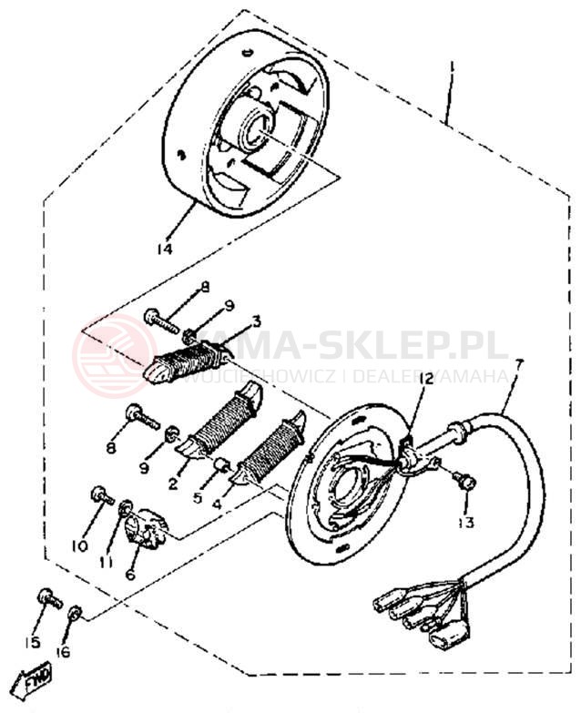 Schemat "Moduł zapłonowy - cewka" do Yamaha ET250D