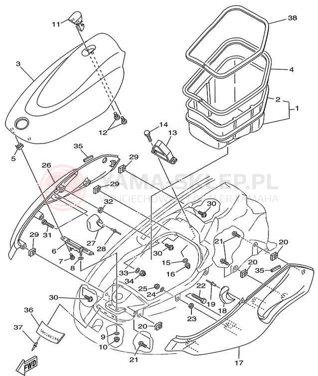 Schemat "ENGINE HATCH" do Yamaha WAVE RUNNER XL760 XL760X