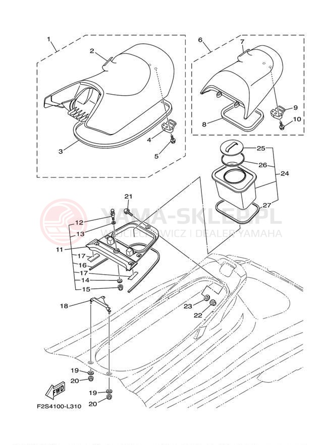 Schemat "Siedzenie i schowek" do Yamaha WAVERUNNER FX HO FB1800M