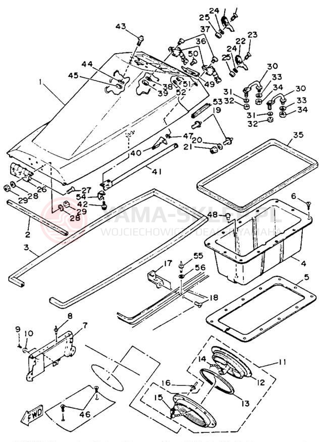 Schemat "HULL & DECK" do Yamaha WAVERUNNER LX WR650R
