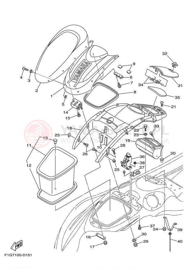 Schemat "ENGINE HATCH" do Yamaha WaveRunner GP1300R GP1300E