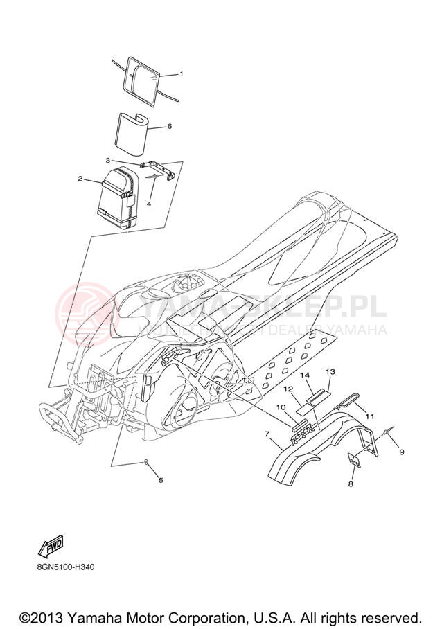 Schemat "GUARD - LUGGAGE BOX" do Yamaha PHAZER GT PZ50GTZB