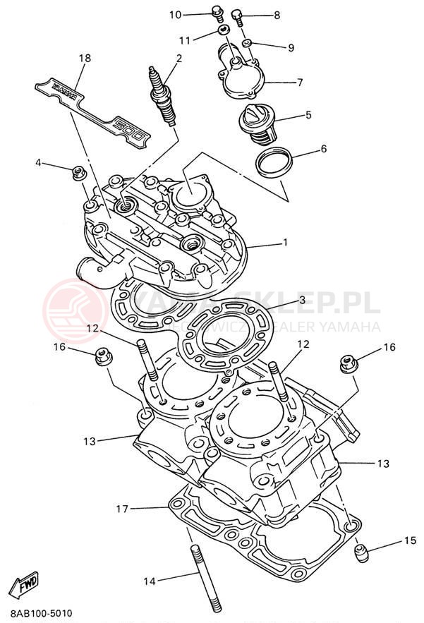 Schemat "głowica" do Yamaha VMAX 500 VX500W