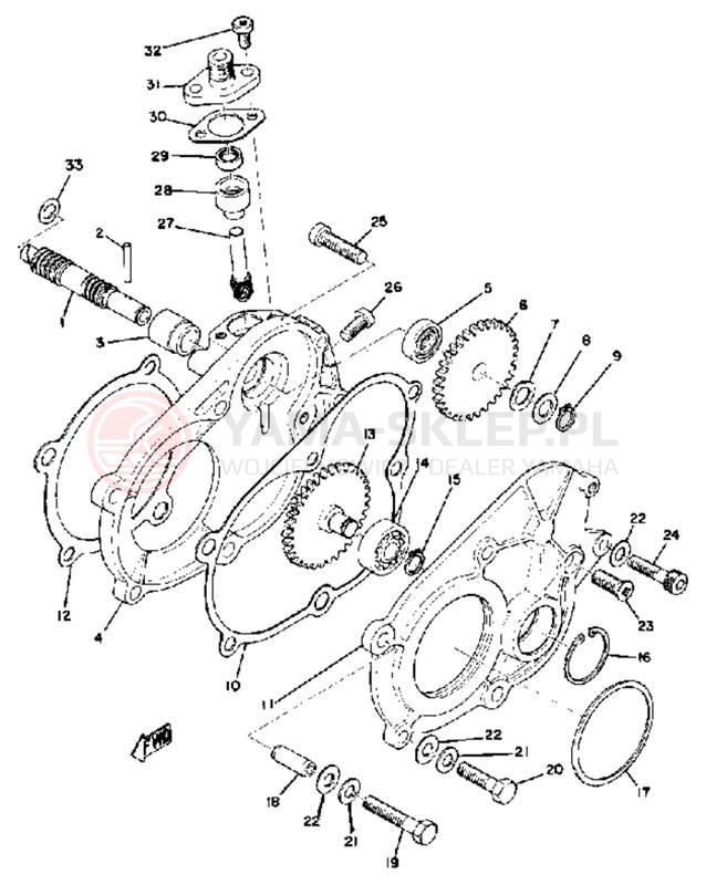 Schemat "przeniesienie napędu" do Yamaha EX340/EX440