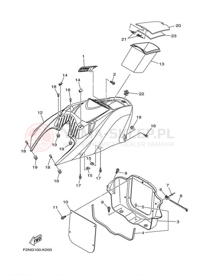 Schemat "ENGINE HATCH" do Yamaha WAVERUNNER VX SPORT VX1100CN