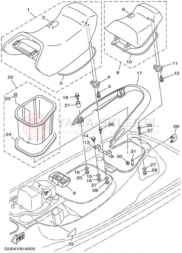 Schemat "siedzenie" do Yamaha WAVE RUNNER GP800 GP800X