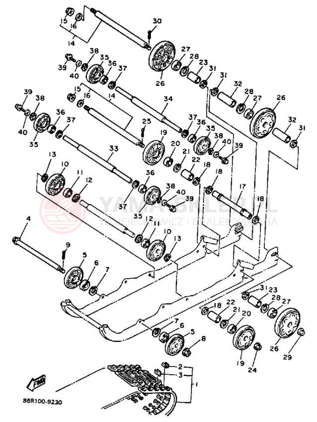 Schemat "Zawieszenie gąsiennicy" do Yamaha VK540 VK540EP
