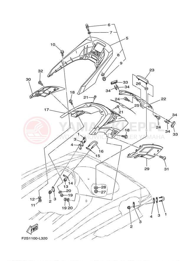 Schemat "Siedzenie i schowek" do Yamaha WAVERUNNER FX HO FB1800M