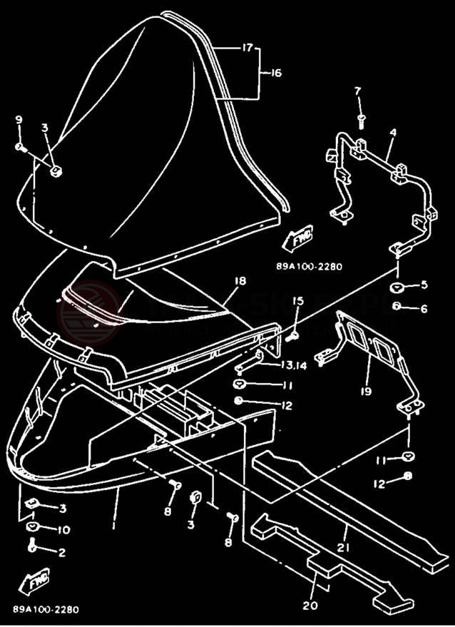 Schemat "Szyba" do Yamaha VMAX-4 VX750S
