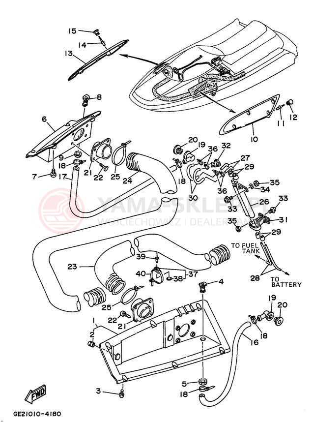 Schemat "odpowietrzenie" do Yamaha WAVE RUNNER III WRA700V