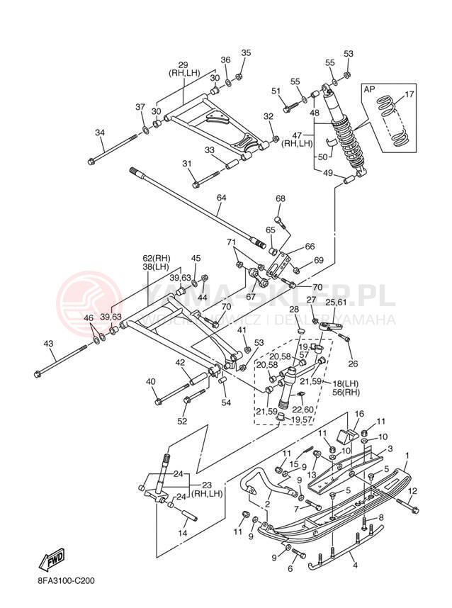Schemat "płozy" do Yamaha RX-1 ER RX10RJ/RX10RSJ