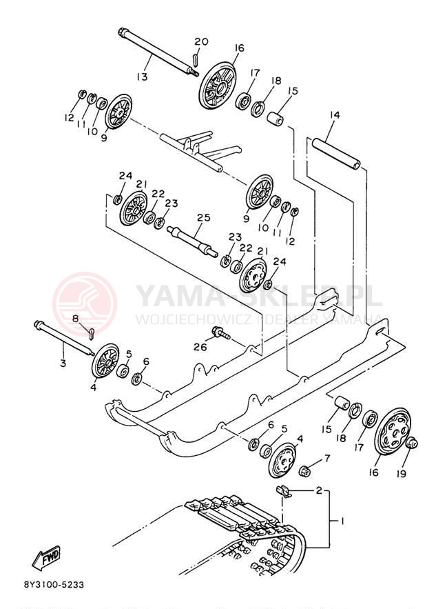 Schemat "Zawieszenie gąsiennicy" do Yamaha OVATION LE CS340EA