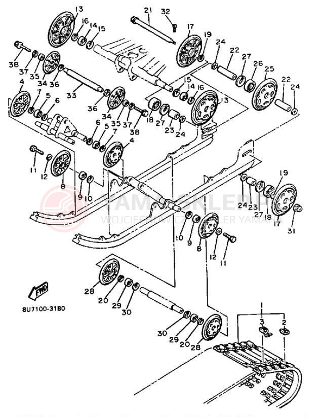 Schemat "Zawieszenie gąsiennicy" do Yamaha V-MAX VMX540J