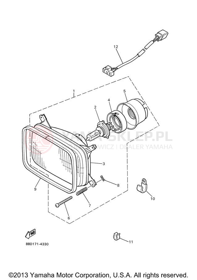 Schemat "Lampa przód" do Yamaha BR250TX