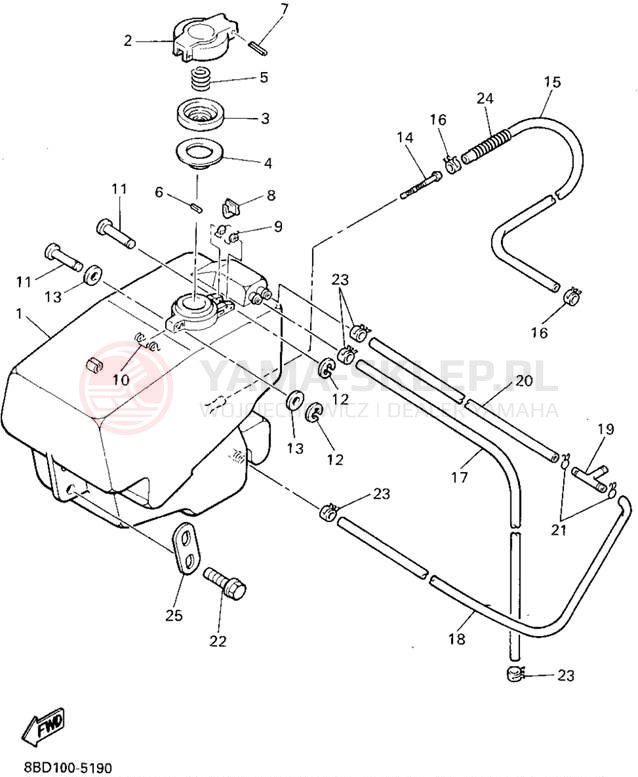 Schemat "zbiornik paliwa" do Yamaha BRAVO LT BR250TV