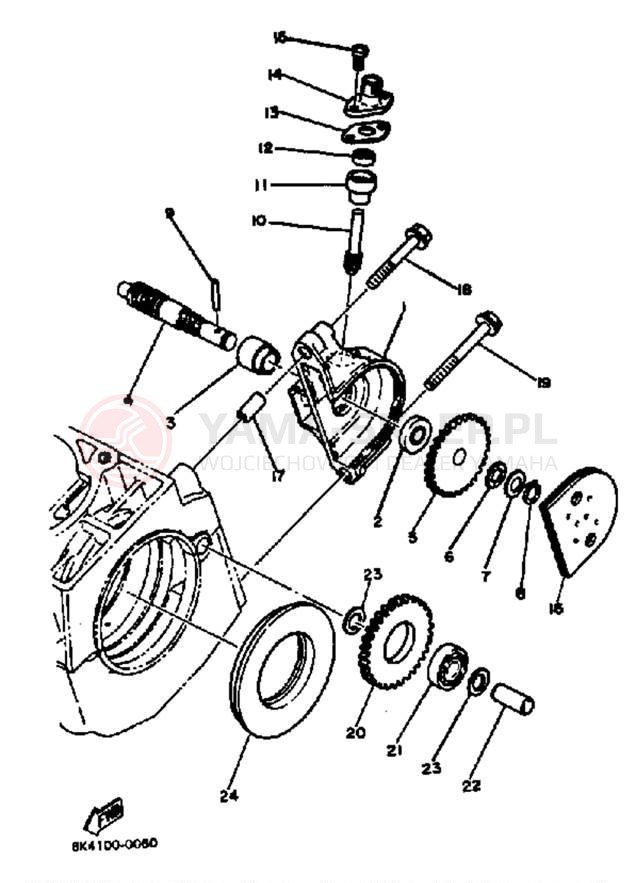 Schemat "przeniesienie napędu" do Yamaha SR540E