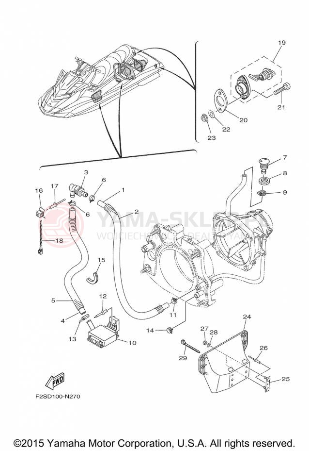 Schemat "HULL & DECK" do Yamaha FX CRUISER HO FB1800AP