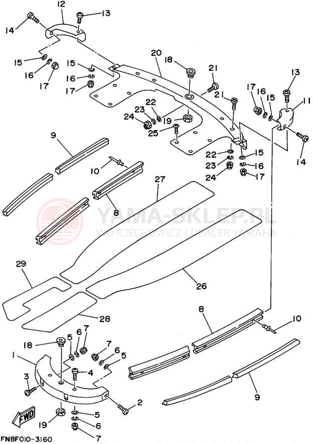 Schemat "GUNWALE - MAT" do Yamaha WAVE RUNNER VXR WRB650T