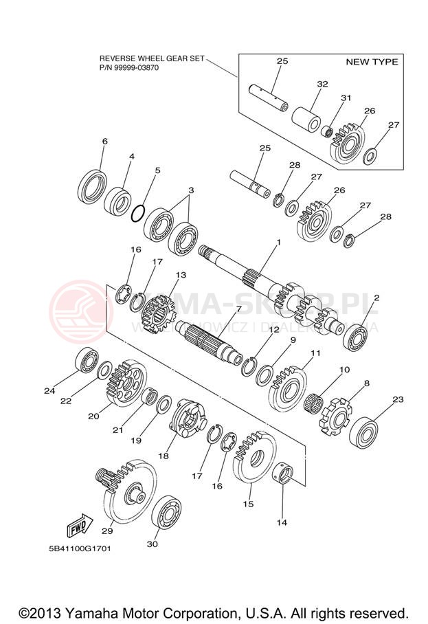 Schemat "Skrzynia biegów " do Yamaha RHINO 700FI YXR70FXR/YXR70FXGR