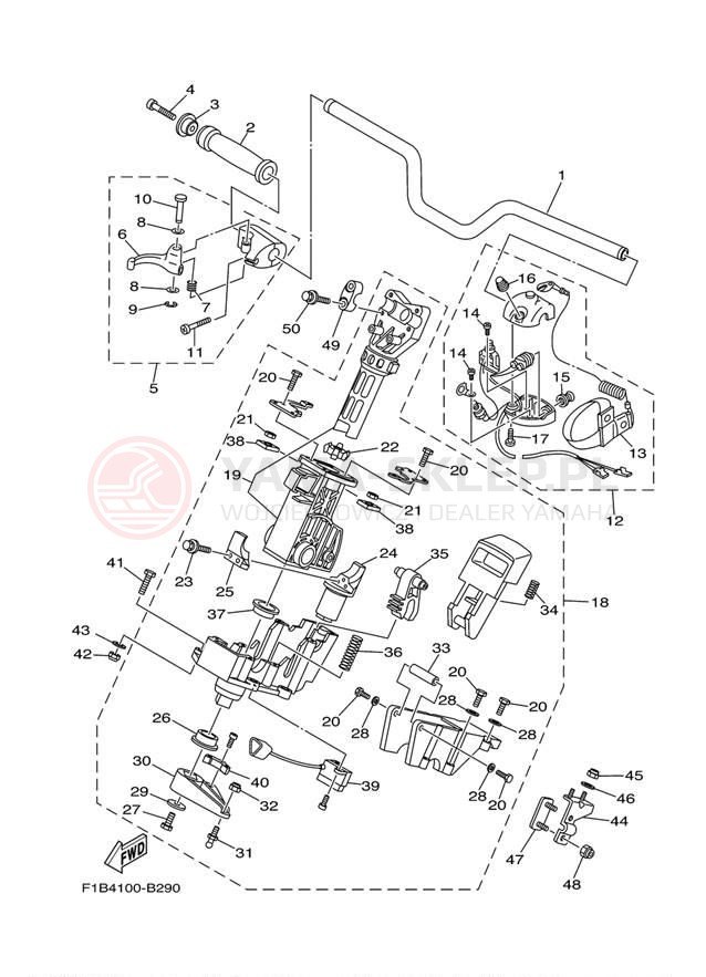 Schemat "Kierownica i osprzęt" do Yamaha FX140 FX1000B/FX1000CB