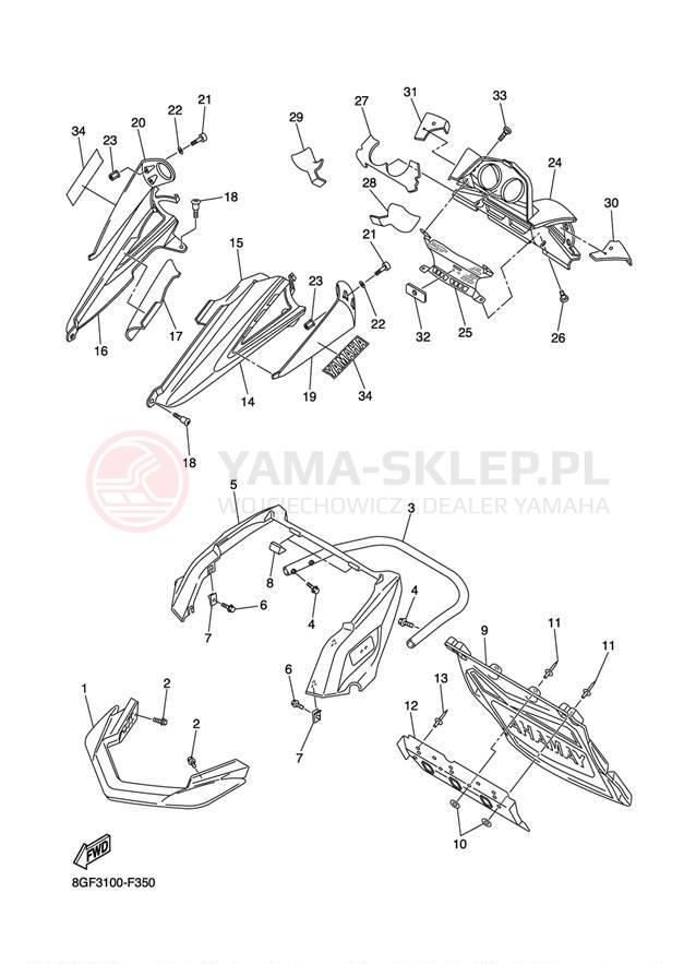 Schemat "zderzak" do Yamaha VECTOR GT RS90GTW