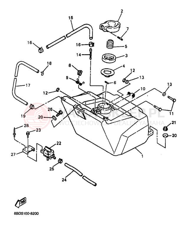 Schemat "zbiornik paliwa" do Yamaha BRAVO LT BR250TB