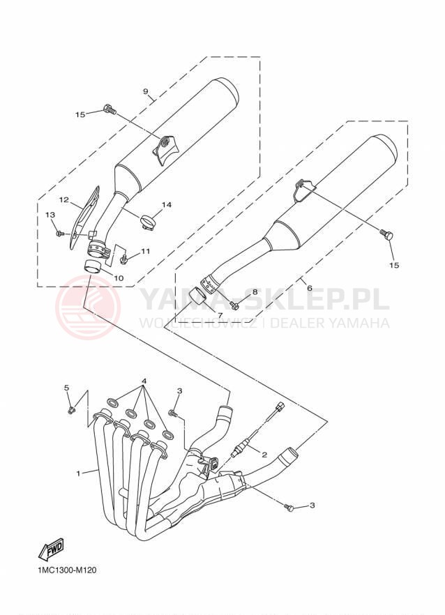 Schemat "Wydech końcowy" do Yamaha FJR1300ES FJR13ESFC/FJR13ESF