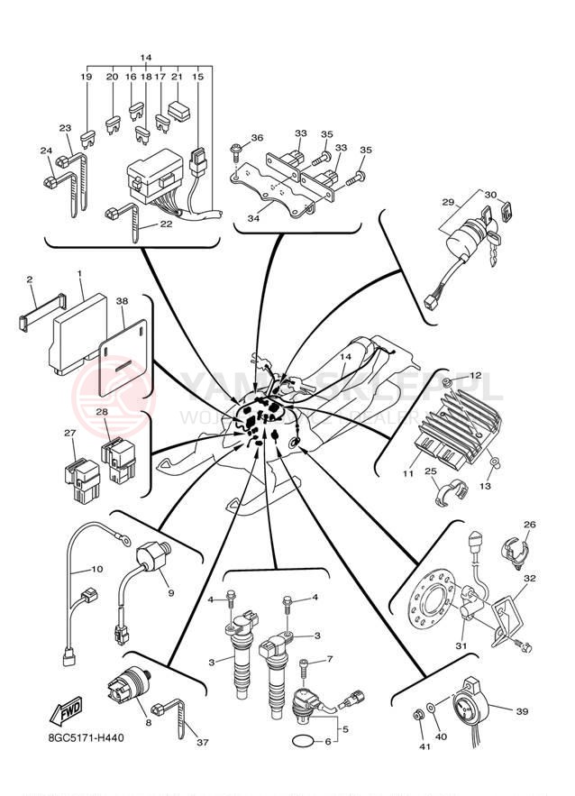 Schemat "układ elektryczny" do Yamaha PHAZER GT PZ50GTZB