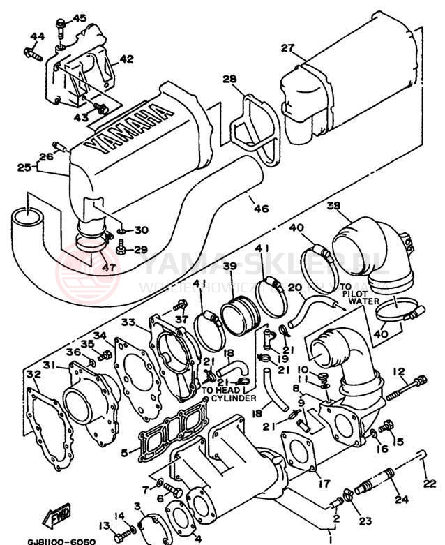 Schemat "wydech" do Yamaha WAVE RAIDER 700 RA700BV