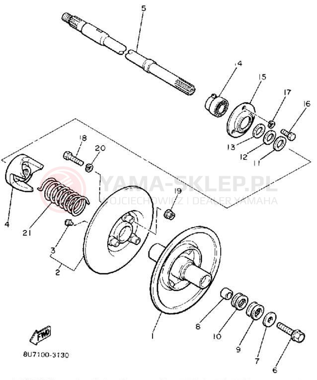 Schemat "Przeniesienie napędu" do Yamaha SRV SR540G