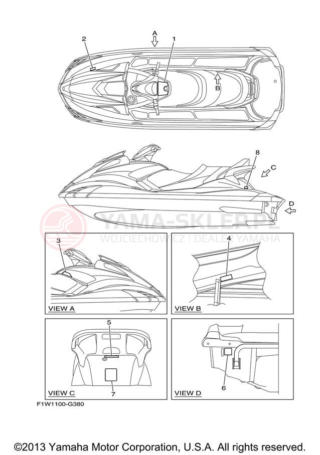 Schemat "naklejki" do Yamaha FX CRUISER SHO FX1800AJ