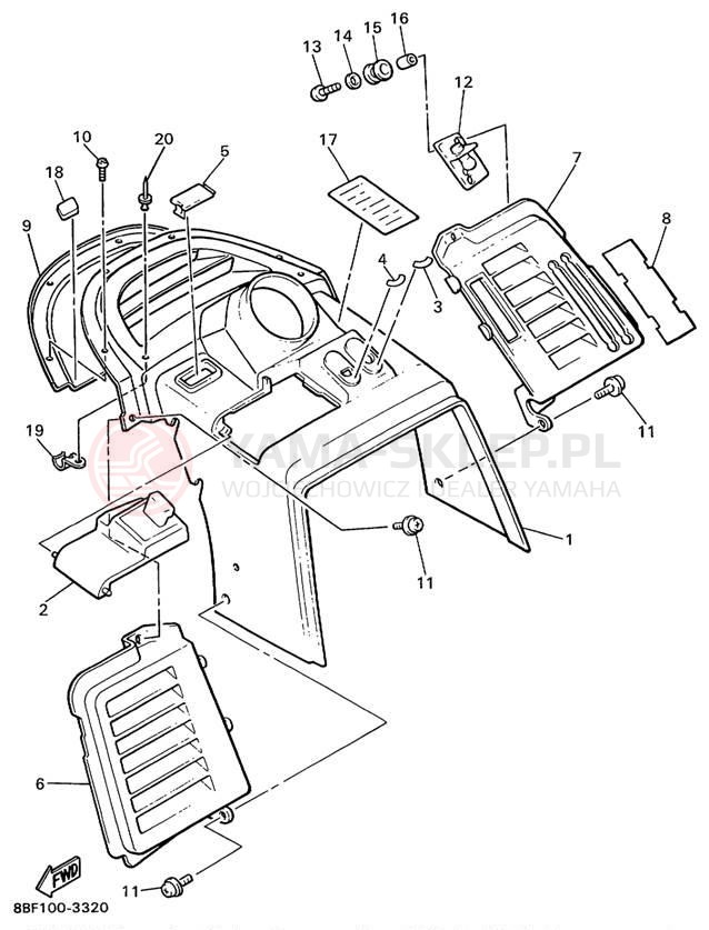 Schemat "INSTRUMENT PANEL" do Yamaha PHAZER MOUNTAIN LITE PZ480STC