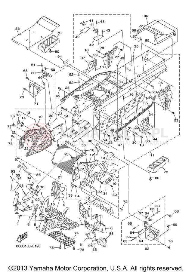 Schemat "rama" do Yamaha VENTURE LITE PZ50VTXL/PZ50VTXR