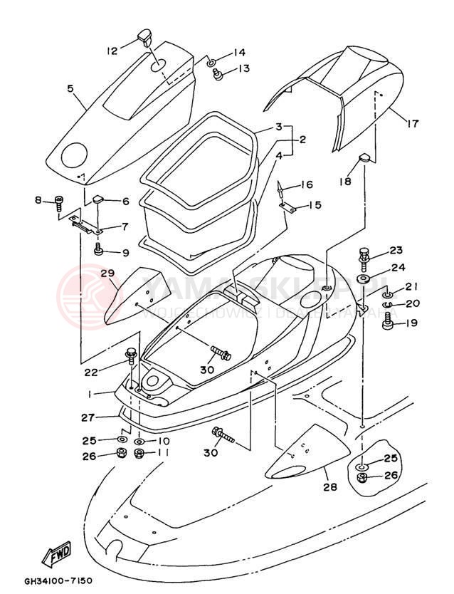 Schemat "ENGINE HATCH" do Yamaha WAVE VENTURE 1100 WVT1100V