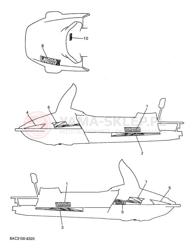 Schemat "naklejki" do Yamaha VK540 II VK540EA