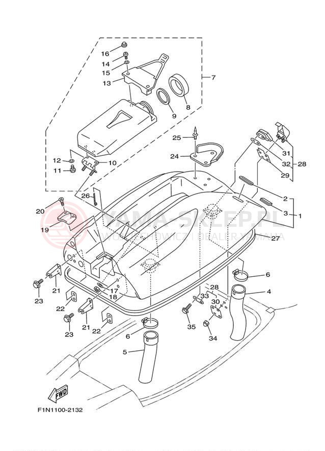 Schemat "ENGINE HATCH" do Yamaha SuperJet SJ700BF