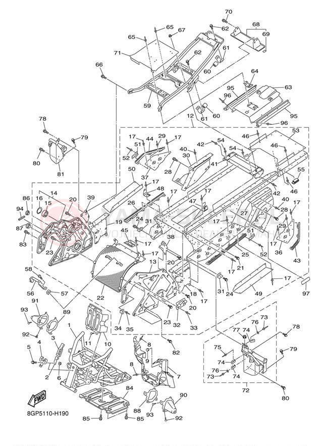 Schemat "rama" do Yamaha PHAZER MTX PZ50MTYO/PZ50MTYW