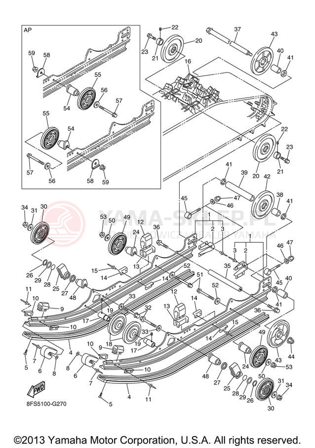 Schemat "Zawieszenie gąsiennicy" do Yamaha APEX MTX RX10MTXL