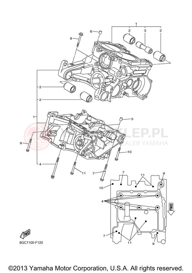 Schemat "Obudowa silnika" do Yamaha VENTURE LITE PZ50VTXL/PZ50VTXR