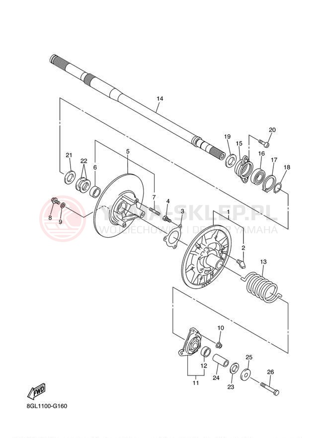 Schemat "Przeniesienie napędu" do Yamaha FX NYTRO XTX FX10XTZW/FX10XTZB