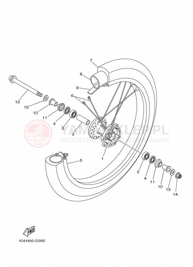 Schemat "Koło przód" do Yamaha TTR230 TTR230F