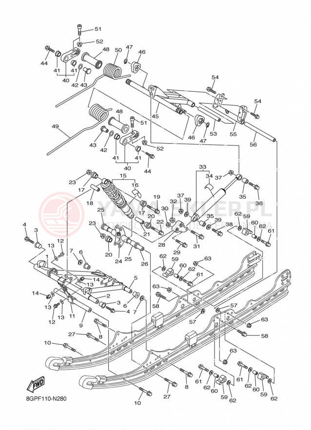 Schemat "Zawieszenie gąsiennicy" do Yamaha PHAZER XTX PZ50XTFB