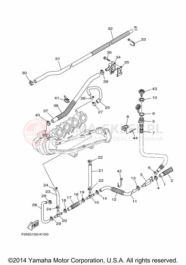 Schemat "Wydech końcowy" do Yamaha WAVERUNNER V1 VX1100EP