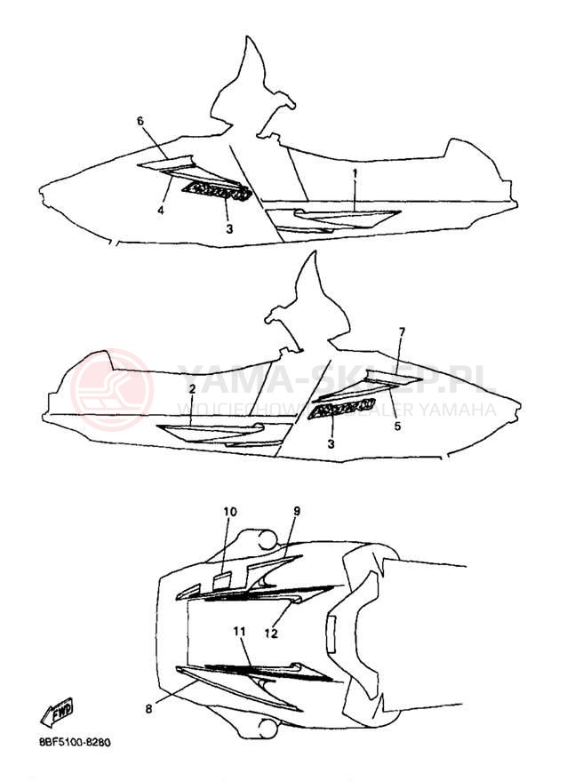 Schemat "naklejki" do Yamaha PHAZER SS PZ480B