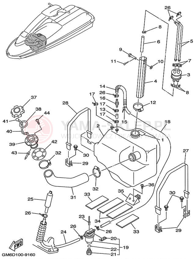 Schemat "zbiornik paliwa" do Yamaha SUPER JET SJ700AX