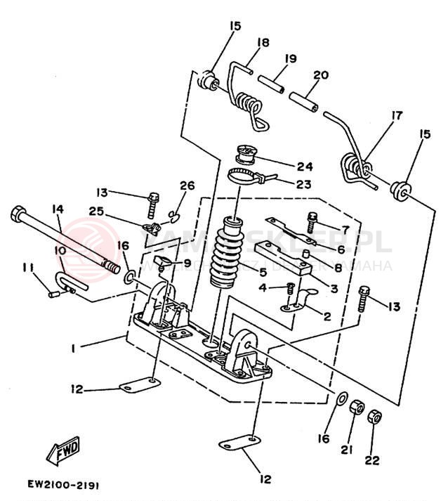 Schemat "POLE PIVOT" do Yamaha SUPER JET SJ700S