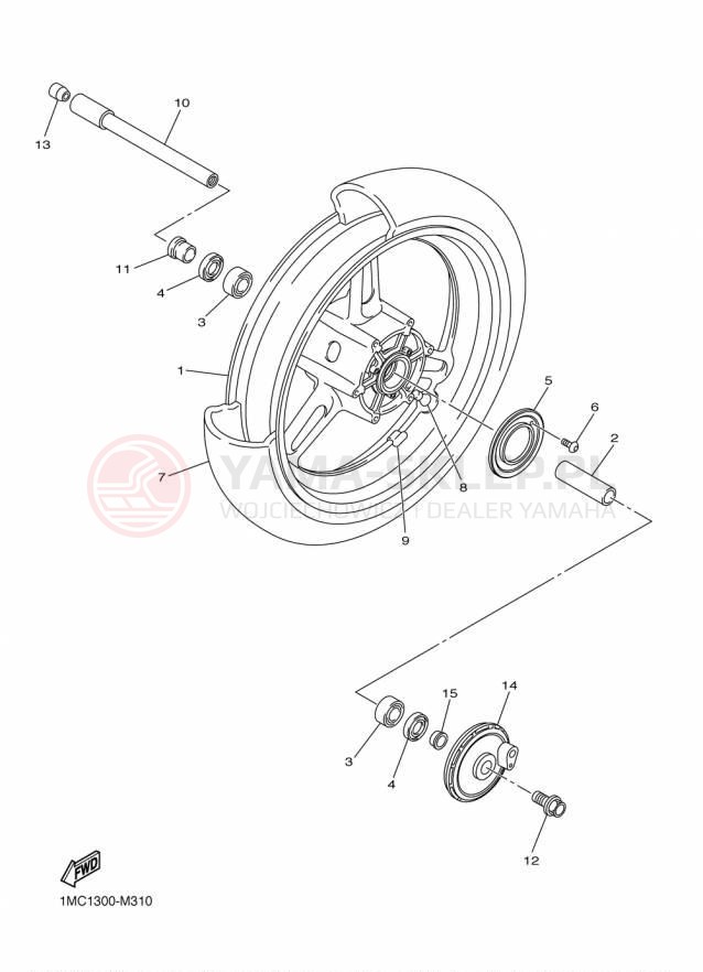 Schemat "Koło przód" do Yamaha FJR1300A FJR13AFC/FJR13AF